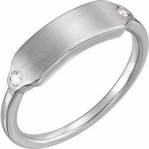 .03 CTW Diamond 18x5 mm Rectangle Signet Ring