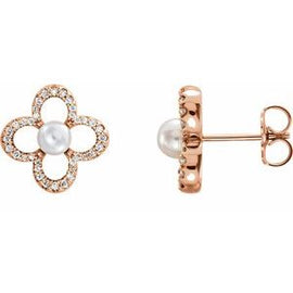 Freshwater Cultured Pearl & 1/4 CTW Diamond Earrings