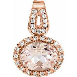 Morganite & 1/8 CTW Diamond Pendant