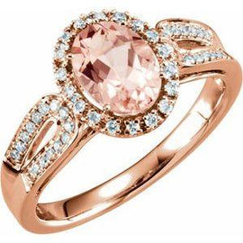 Morganite & 1/5 CTW Diamond Ring