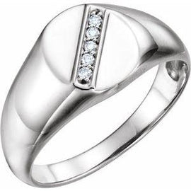 .08 CTW Diamond 11x10 mm Oval Signet Ring