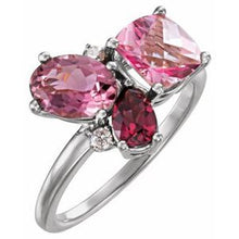 Load image into Gallery viewer, Multi-Gemstone &amp; .05 CTW Diamond Cluster Ring
