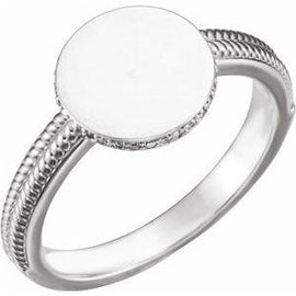 .07 CTW Diamond 10 mm Round Signet Ring