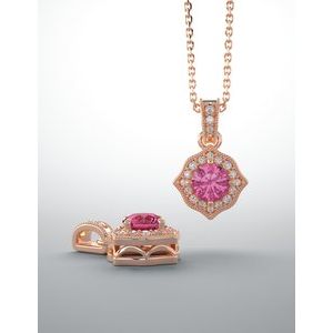 Baby Pink Topaz & 1/6 CTW Diamond Pendant