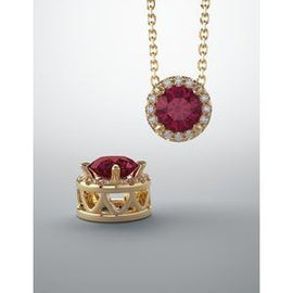 Chatham® Created Ruby & .07 CTW Diamond Slide Pendant