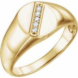 .08 CTW Diamond 11x10 mm Oval Signet Ring