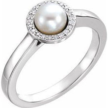 Load image into Gallery viewer, Freshwater Cultured Pearl &amp; .08 CTW Diamond Halo-Style Ring
