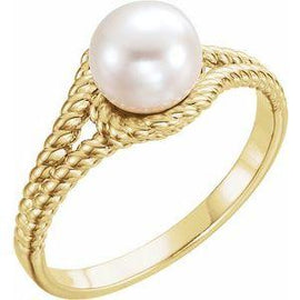 7 mm White Freshwater Pearl Rope Ring