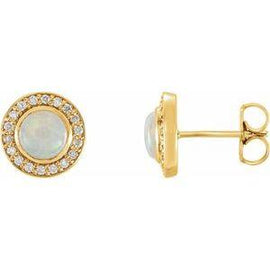 5 mm Opal & 1/6 CTW Diamond Halo-Style Earrings