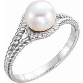 7 mm White Freshwater Pearl Rope Ring