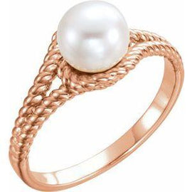 7 mm White Freshwater Pearl Rope Ring