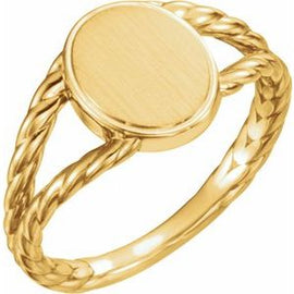 11x9 mm Oval Rope Signet Ring