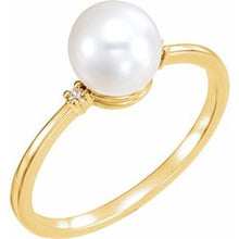 Load image into Gallery viewer, 14K White Cultured White Freshwater Pearl &amp; .025 CTW Natural Diamond Ring
