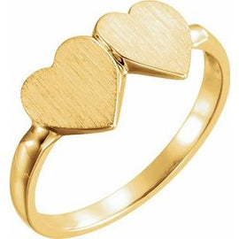 13.8x7 mm Double Heart Signet Ring