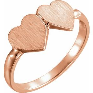 13.8x7 mm Double Heart Signet Ring