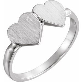 13.8x7 mm Double Heart Signet Ring