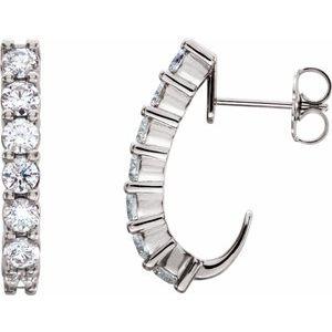 1 3/8 CTW Diamond J-Hoop Earrings