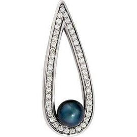 Black Akoya Cultured Pearl & 1/2 CTW Diamond Pendant