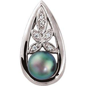 Akoya Cultured Pearl & .06 CTW Diamond Pendant
