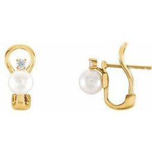 Load image into Gallery viewer, Freshwater Cultured Pearl &amp; 1/8 CTW Diamond Earrings
