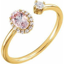 Load image into Gallery viewer, Morganite &amp; 1/6 CTW Diamond Halo-Style Ring
