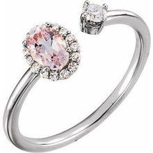 Load image into Gallery viewer, Morganite &amp; 1/6 CTW Diamond Halo-Style Ring
