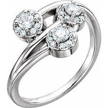 Load image into Gallery viewer, 3/8 CTW Diamond Halo-Style Three-Stone Ring
