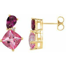 Multi-Gemstone & .03 CTW Diamond Earrings