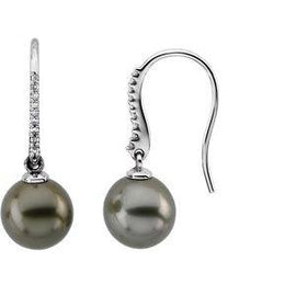Tahitian Cultured Pearls & 1/8 CTW Diamond Earrings