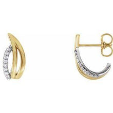 Load image into Gallery viewer, 1/10 CTW Diamond Freeform J-Hoop Earrings
