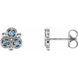 Aquamarine Three-Stone Earrings
