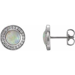 5 mm Opal & 1/6 CTW Diamond Halo-Style Earrings