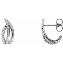 Load image into Gallery viewer, 1/10 CTW Diamond Freeform J-Hoop Earrings
