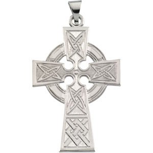 14K White Celtic Cross Pendant