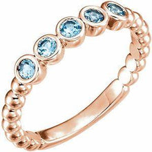 Load image into Gallery viewer, Aquamarine Bezel-Set Beaded Ring
