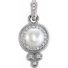 Load image into Gallery viewer, 6-6.5 mm Freshwater Cultured Pearl &amp; 1/8 CTW Diamond Pendant
