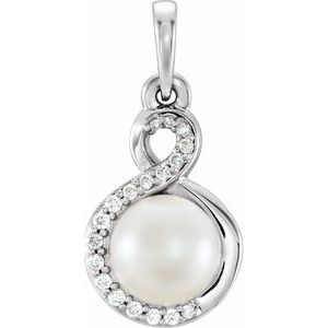 Freshwater Cultured Pearl & .07 CTW Diamond Pendant