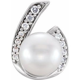 Freshwater Cultured Pearl & .06 CTW Diamond Pendant
