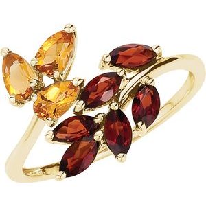 Citrine & Mozambique Garnet Bypass Ring