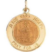 Load image into Gallery viewer, 12 mm Round Jesus, Mary and Joseph Medal
