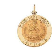 Load image into Gallery viewer, 12 mm Round Jesus, Mary and Joseph Medal
