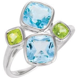 Sky Blue Topaz & Peridot Ring