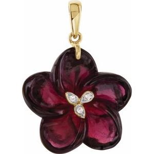 Brazilian Garnet & Diamond Flower Pendant