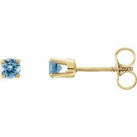 3 mm Round Blue Sapphire Youth Birthstone Earrings