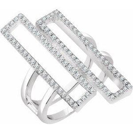 1/2 CTW Diamond Double Rectangle Geometric Diamond Ring