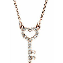 Load image into Gallery viewer, 1/8 CTW Diamond Petite Heart Key 16.5&quot; Necklace
