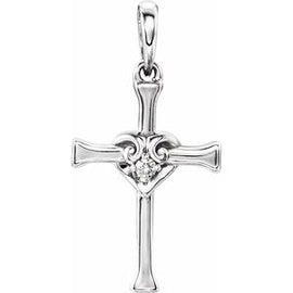 .025 CT Diamond Cross with Heart Pendant