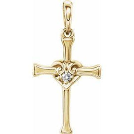 .025 CT Diamond Cross with Heart Pendant