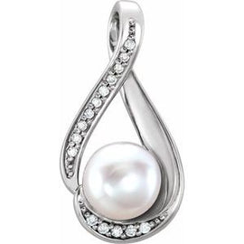 Freshwater Cultured Pearl & .04 CTW Diamond Pendant