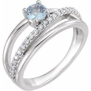 Aquamarine & 1/4 CTW Diamond Ring